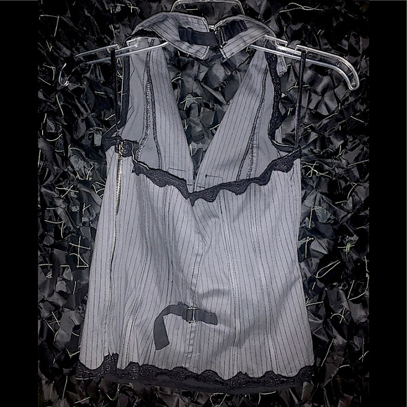 SALE  Vtg Tripp nyc Pinstripe zip Halter with built in cami - Picture 4 of 13